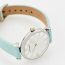 Emporio Armani Gianni T Bar Analog Crystals Silver Dial Blue Leather Strap Watch For Women - AR11443